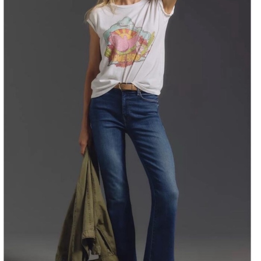 MOTHER  Weekender Fray Flare Jeans in Sweet and Sassy